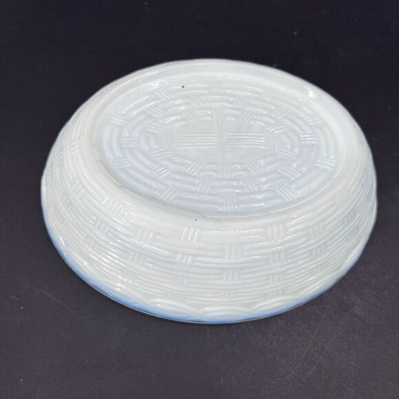 Antique Milk Glass Large Nesting Chicken Hen on Basket Covered Dish - Picture 10 of 13